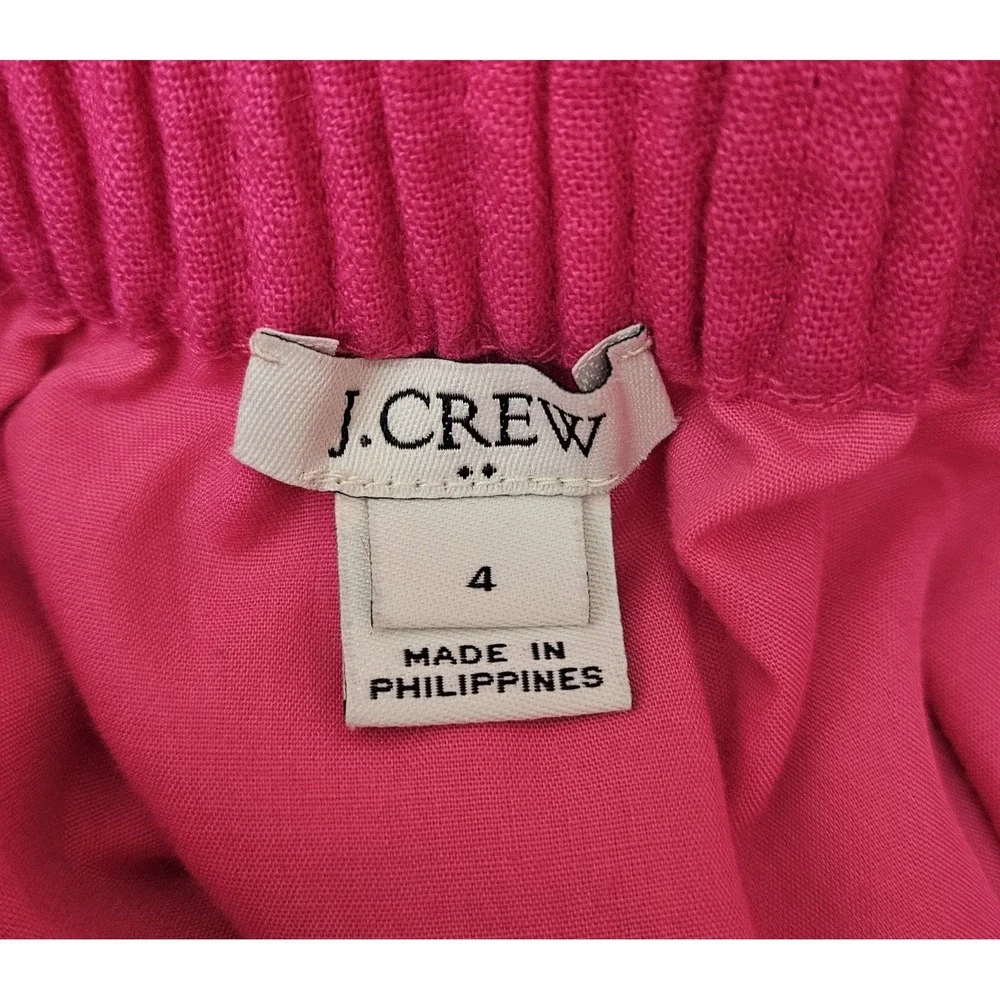 J.CREW Womens Size 4‎ Scalloped Sidewalk Skirt Pink Pull-On Linen Blend Stretch